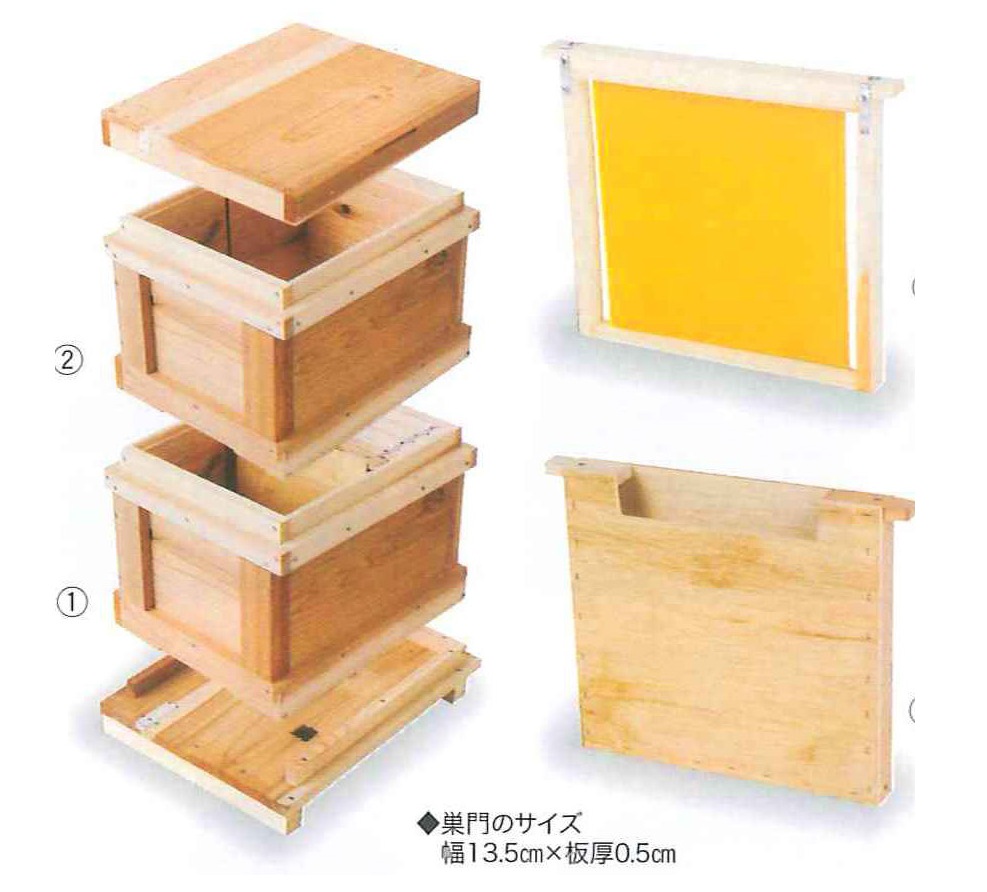 蜜蜂巣箱 日本みつばち・西洋蜜蜂併用(2段） ハチミツ大好き