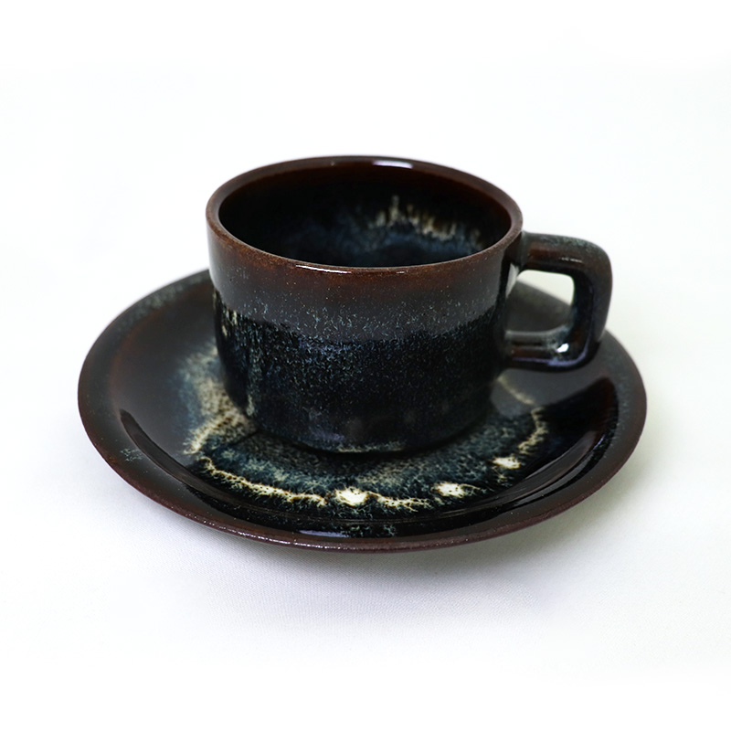 青海鼠釉コーヒーカップ＆ソーサ―【水の平焼】 | 伝統工芸館WEBショップ