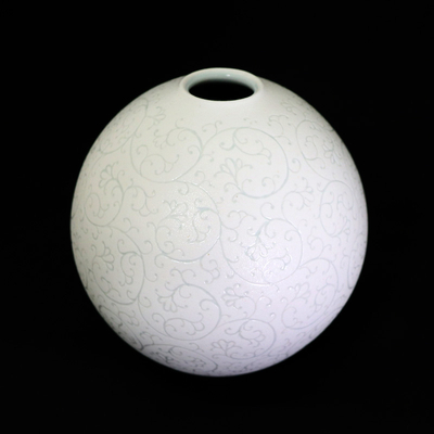 釉象嵌花入【竜元窯】