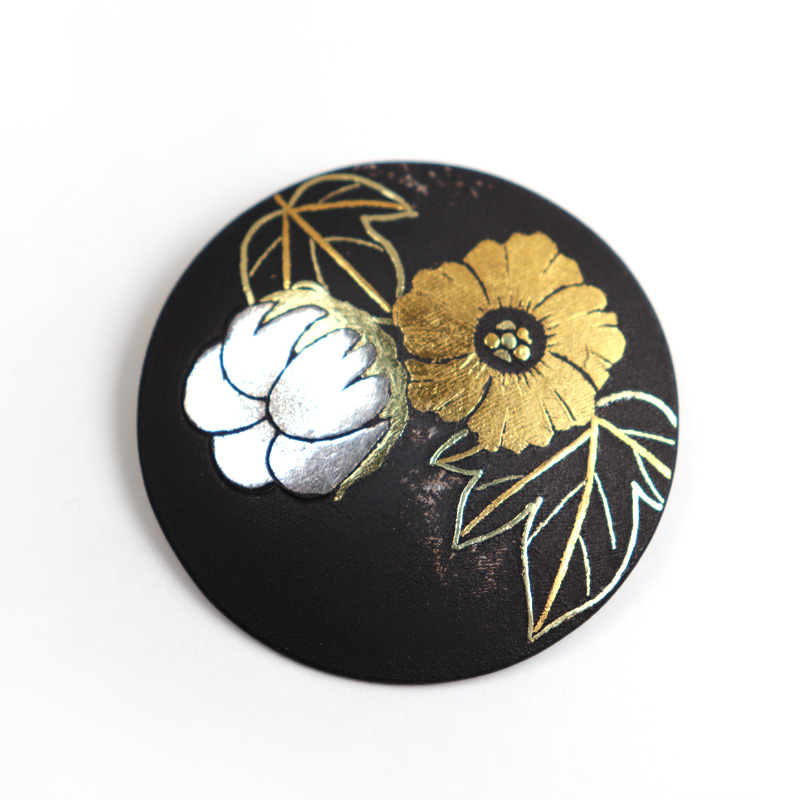 アンティーク象嵌ブローチ　花模様 アンティーク象嵌ブローチ 花模様