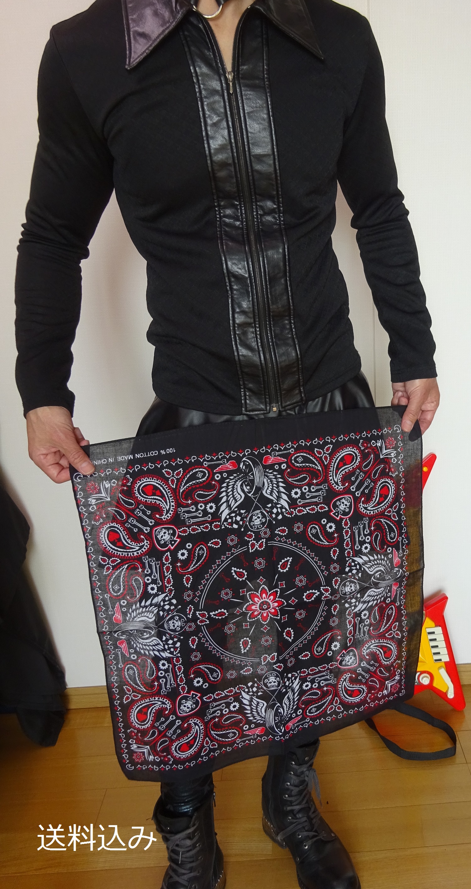 バンダナマスク バンダナスカーフ スカル 羽 ペーズリー ハンカチ