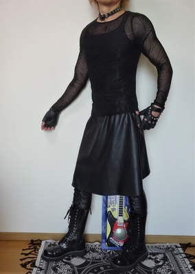 メッシュ カットソー 蜘蛛の巣 スパイダー柄 メンズ ユニセックス ヴィジュアル系 ビジュアル系 超スリム ｖ系バンド ゴシックファッション パンクファッション インポート スーパータイトフィット ｖ系レザーカンパニー