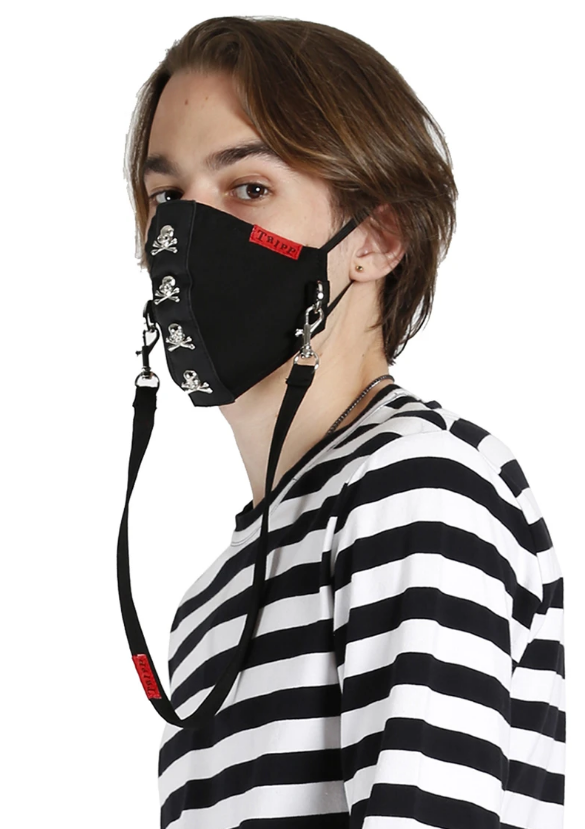 ｖ系マスク トリップニューヨーク ボンテージマスク ストラップ付マスク スカル黒 Tripp Nyc インポート 洗えるマスク ユニセックス ヴィジュアル系 ビジュアル系 ゴシック パンクファッション ｖ系レザーカンパニー