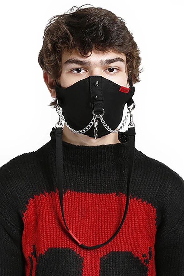 ｖ系マスク トリップニューヨーク ボンテージマスク ストラップ付マスク 鎖黒 Tripp Nyc インポート 洗えるマスク ユニセックス ヴィジュアル系 ビジュアル系 ゴシック パンクファッション ｖ系レザーカンパニー