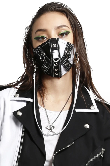 ｖ系マスク トリップニューヨーク ボンテージマスク ストラップ付マスク 黒白 Tripp Nyc インポート 洗えるマスク ユニセックス ヴィジュアル系 ビジュアル系 ゴシック パンクファッション ｖ系レザーカンパニー