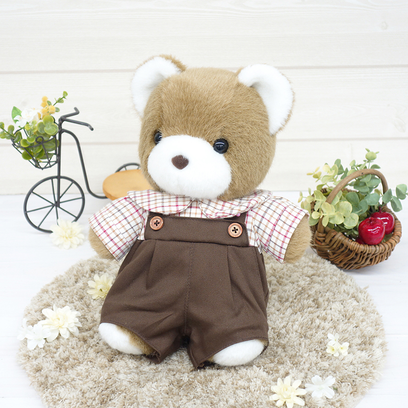 くまのマック チェック柄シャツ ブラウン M 熊のぬいぐるみ クマの