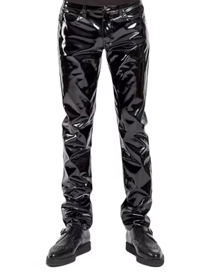 ビニールパンツ　ストレート　エナメル　黒　光沢　シャイニー　メンズ　ユニセックス　ヴィジュアル系　ビジュアル系　Ｖ系　モード系　パンク　ロック　ＰＶＣ　インポート　ＰＵ　バンド衣装