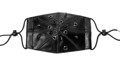 レザーマスク　黒マスク　鋲　リベット　ボンテージマスク　Ｖ系マスク　Ｖ系バンド　かっこいいマスク　カラーマスク　ユニセックス　ヴィジュアル系　ビジュアル系　モード系　ゴシック　パンクファッション