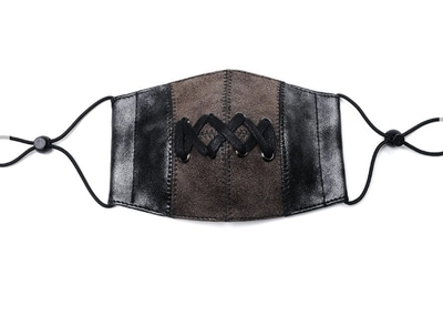 レザーマスク　ダブルカラー ストリングマスク　編上げ　ボンテージマスク　Ｖ系マスク　Ｖ系バンド　かっこいいマスク　カラーマスク　ユニセックス　ヴィジュアル系　ビジュアル系　モード系　ゴシック