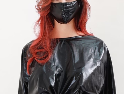 フェイクレザーマスク　ビニールマスク　Ｖ系　黒　合皮　ラテックス　ファッションマスク　洗えるマスク　ユニセックス　ヴィジュアル系　ビジュアル系　モード系　ゴシック　パンク　ロック