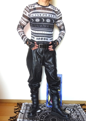 ヴィジュアル系メッシュ　カットソー　宇宙柄　星座デザイン　長袖　メンズ　ユニセックス　ビジュアル系　Ｖ系バンド　モード系　ゴシック　パンク　ゴスロリ　インポート　スーパータイト　エモ系 