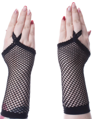 V系網グローブ 編上げ メッシュ 指なしグローブ ショート アームカバー 黒 ユニセックス ヴィジュアル系 V系バンド衣装 V系ファッション ビジュアル系 パンク ゴスロリ インポート