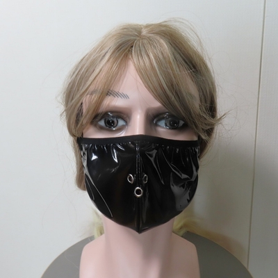 フェイクレザーマスク　Ｖ系　黒マスク　光沢　薄手　ファッションマスク　ラテックスマスク　ビニールマスク　ユニセックス　ヴィジュアル系　ビジュアル系　モード系　ゴシック　パンク　ロック
