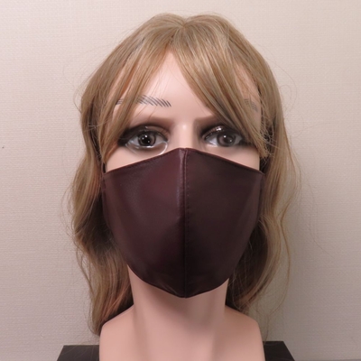 フェイクレザーマスク　Ｖ系　パープルブラウン　光沢　ファッションマスク　ゴスマスク　ユニセックス　ヴィジュアル系　ビジュアル系　モード系　ゴシック　パンク　ロック