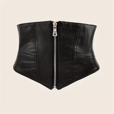 フェイクレザーコルセット　黒　サイバーゴス　V系コルセット　メンズコルセット　ウエストベルト　ファッションコルセット　ユニセックス　ヴィジュアル系　ビジュアル系　パンク　ロック　インポート