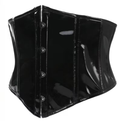 フェイクレザーコルセット　黒　サイバーゴス　V系コルセット　メンズコルセット　ウエストベルト　ファッションコルセット　ユニセックス　ヴィジュアル系　ビジュアル系　パンク　ロック　インポート