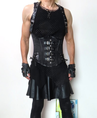 フェイクレザーコルセット　V系コルセット　黒　メンズコルセット　ジャカード　ヴィンテージ　ファッションコルセット　ユニセックス　ヴィジュアル系　ビジュアル系　パンク　ロック　インポート