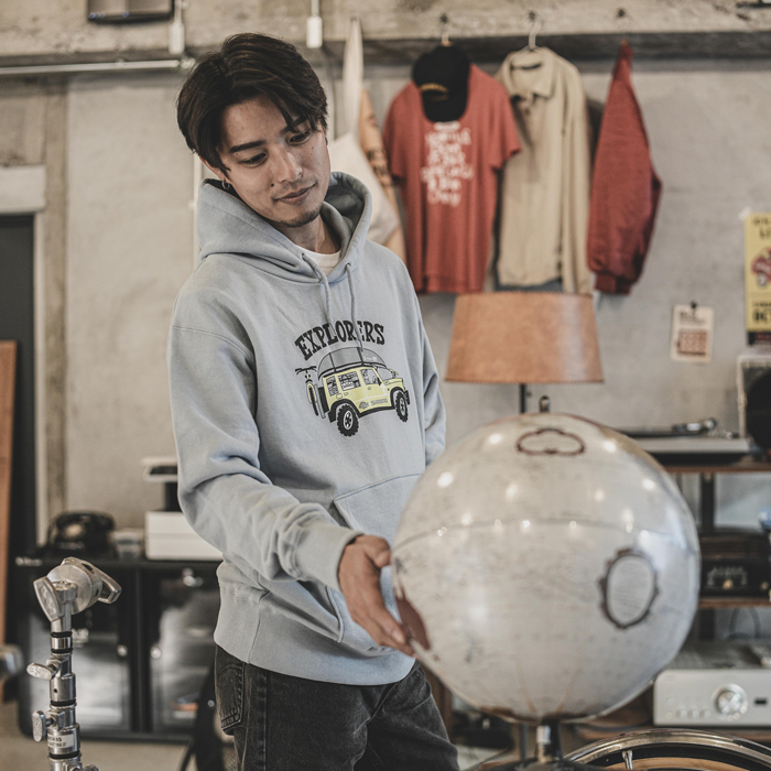 Looseman × SHIMANO Pullover Hoodie Mサイズ Looseman × SHIMANO Pullover Hoodie “Explorers” – Blue Gray