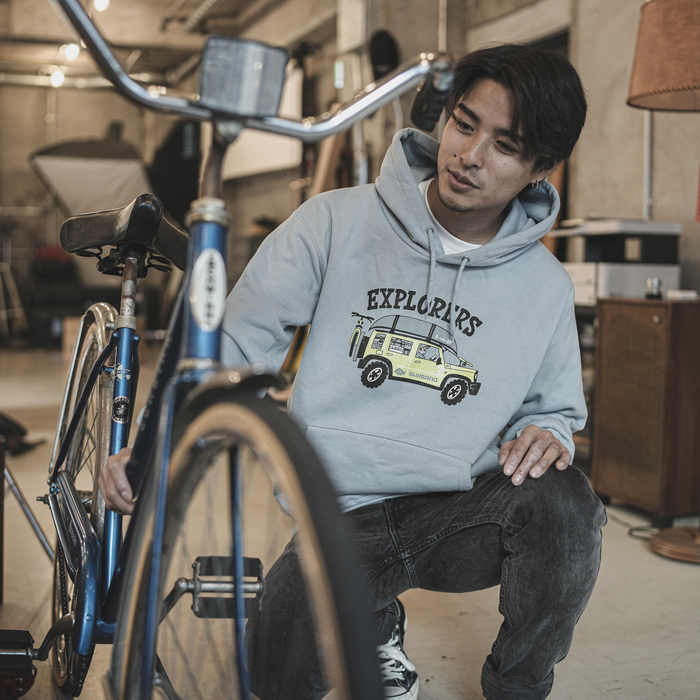 Looseman × SHIMANO Pullover Hoodie Mサイズ Looseman × SHIMANO Pullover Hoodie “Explorers” – Blue Gray