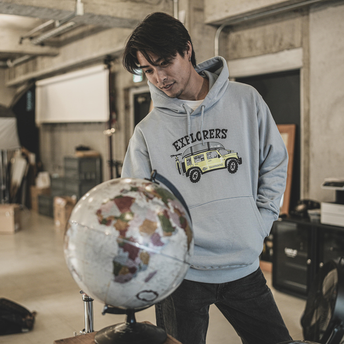 Looseman × SHIMANO Pullover Hoodie Mサイズ Looseman × SHIMANO Pullover Hoodie “Explorers” – Blue Gray