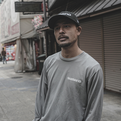 SHIMANO Big Logo Dry Tシャツグレー　Lサイズ SHIMANO Big Logo Dry Long Sleeve T-shirt – Gray | シマノ