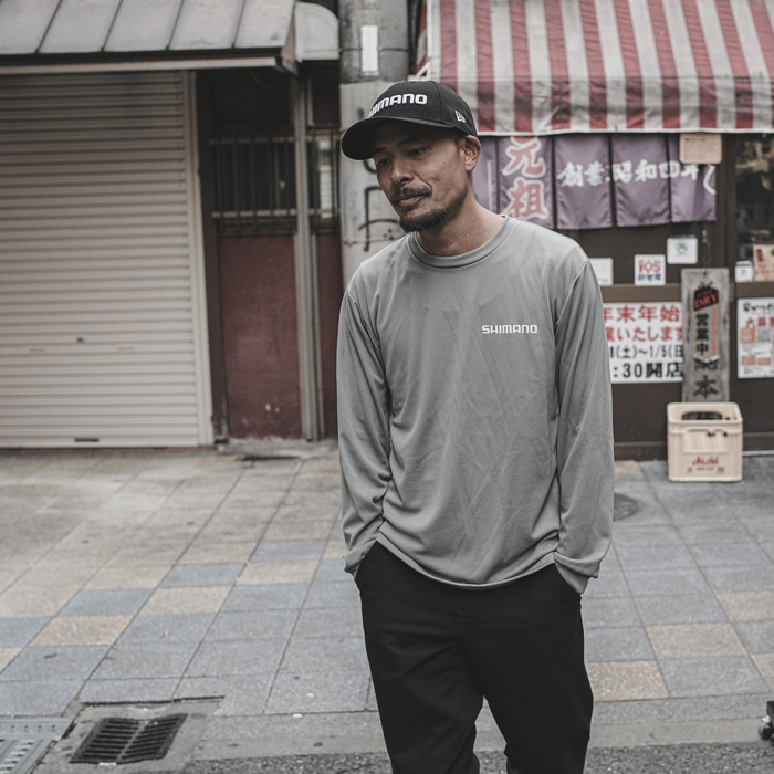 SHIMANO Big Logo Dry Tシャツグレー　Lサイズ SHIMANO Big Logo Dry Long Sleeve T-shirt – Gray | シマノ