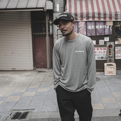 SHIMANO Big Logo Dry Tシャツグレー　Lサイズ SHIMANO Big Logo Dry Long Sleeve T-shirt – Gray | シマノ