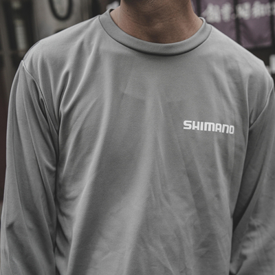 SHIMANO Big Logo Dry Tシャツグレー　Lサイズ SHIMANO Big Logo Dry Long Sleeve T-shirt – Gray | シマノ