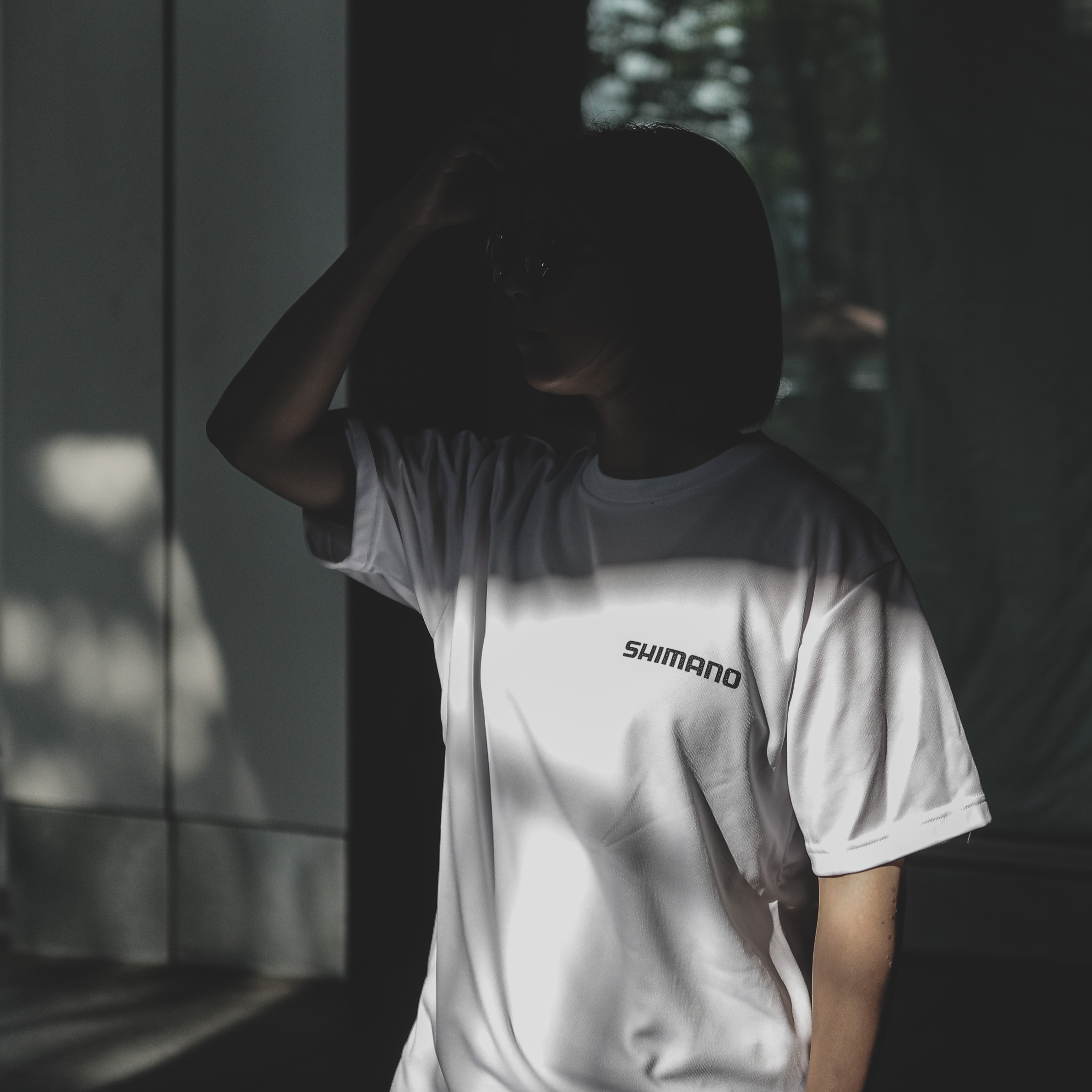 SHIMANO Big Logo Dry Short Sleeve T-shirts – White/Black