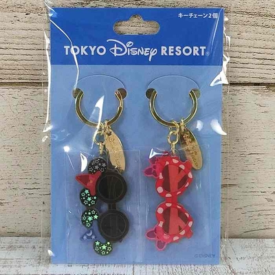 東京ディズニーリゾート ディズニー 通販 お土産 ミッキー ソーサラー ミニー ドット ファッショングラス キーチェーン 2個セット ギフトラッピング ディズニーシー ディズニーランド キーホルダー