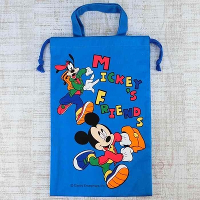 日本製 ディズニー ミッキーマウス と仲間達 シューズバッグ 【ブルー】 無料ギフトラッピング ギフト お土産 おみやげ 国内正規品 デッドストック 新品 記名場所付き プルート グーフィー