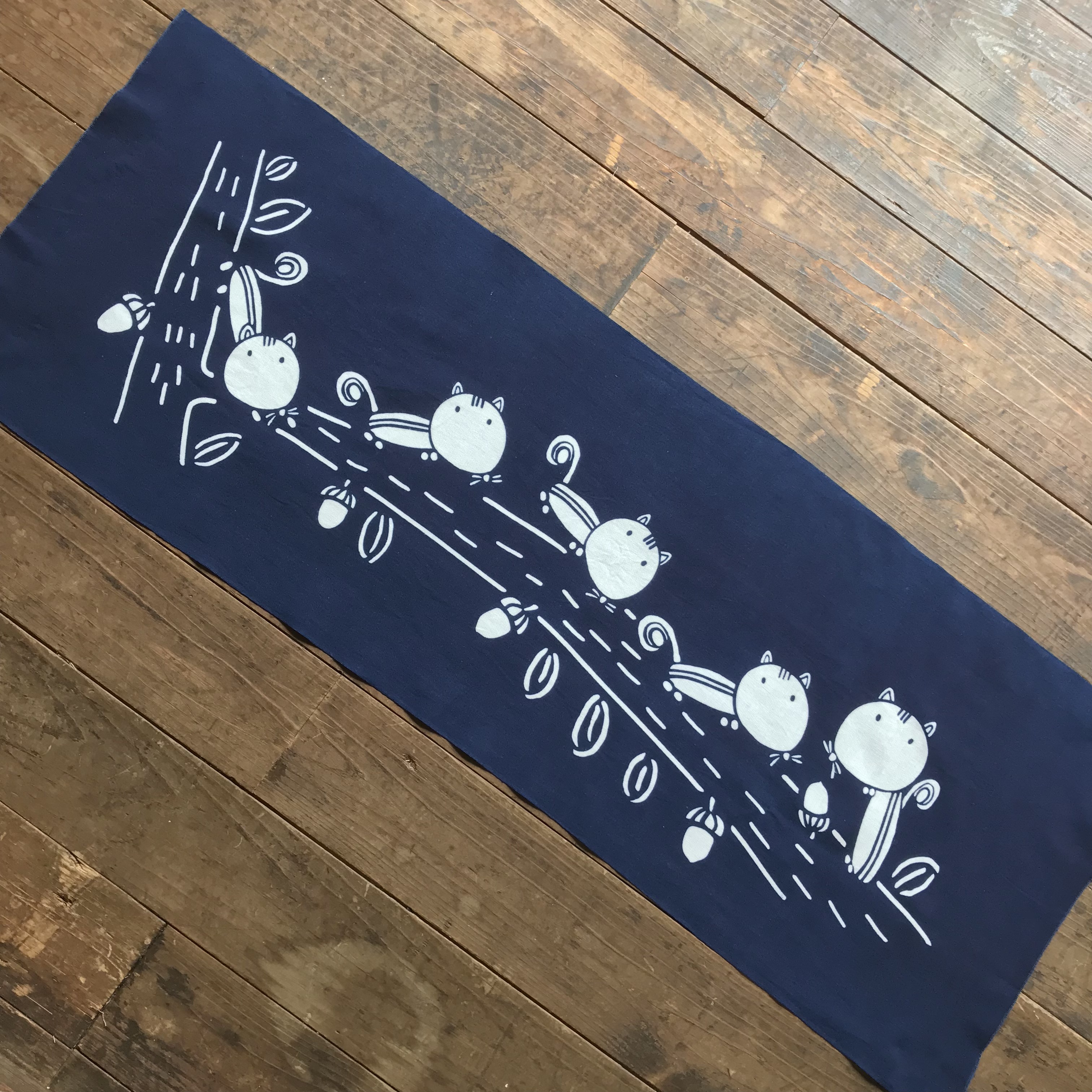 藍型染め手ぬぐい・りす | クラフト工房LaMano