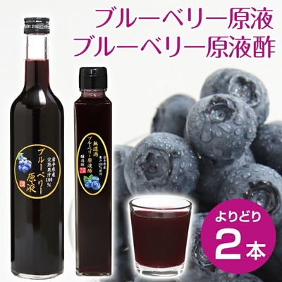 【2本よりどり送料無料】無濾過ブルーベリー原液酢(200ml)・ブルーベリー原液(500ml) 農薬不使用 岩手県産 国産 無農薬 無砂糖 無添加 ストレート ブルーベリー 100％ ストレート果汁 