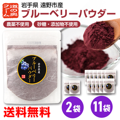 【送料無料】ブルーベリーパウダー20g 岩手県遠野市産ブルーベリー使用 　農薬不使用・砂糖不使用 【岩手県産】愛犬のおやつにも！