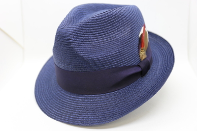 HatTsujino（オリジナル）　麻ブレードチロルハット　ネイビー　M(56cm)|L(58cm)|LL(60cm)　日本製