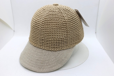 ベル・モード　ポケッタブル麻ニットキャップ　ベージュ　フリー（56cm～60cm）　日本製