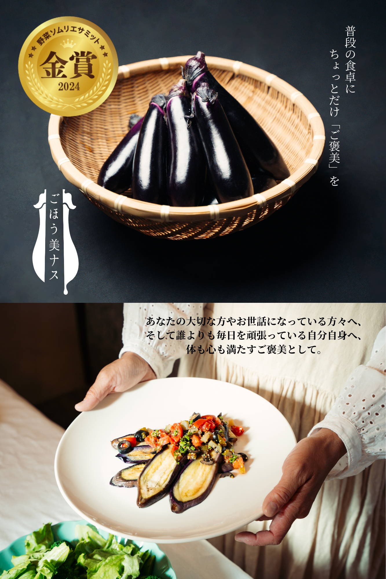 ごほう美ナス】(送料込み：約1kg、8-10本）普段の食卓に