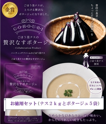 【お得用】ごほう美ナス と ナスポタージュ のセット（送料込み：ごほう美ナス18-20本 ＆ 贅沢なすポタージュ5袋）