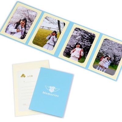 ポケット台紙 『Memories/エンゼルハート』 Lサイズ（89×127mm）  4面タテ 写真台紙 ペーパーフォトフレーム 思い出 記念日