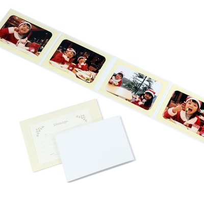 無地表紙 ポケット台紙 Lサイズ（89&times;127ｍｍ） 4面ヨコ （封筒付き・メッセージカード：ツタ）  写真台紙 ペーパーフォトフレーム