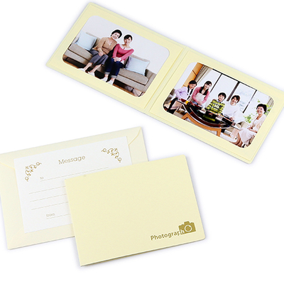 ポケット台紙 『Photograph/カメラ』 Lサイズ（89&times;127mm）  2面ヨコ  写真台紙 / ペーパーフォトフレーム 記念撮影 写真プレゼントに