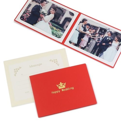 ポケット台紙 『Happy Wedding/クラウン』 2Lサイズ 2面ヨコ 写真台紙 ウエディング 王冠マーク