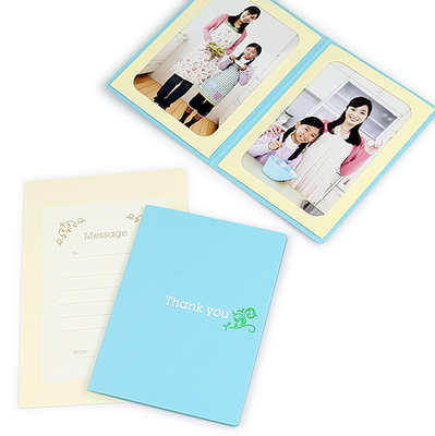 ポケット台紙 『Thank you/ツタ』 Lサイズ（89&times;127mm） 2面タテ  写真台紙 / ペーパーフォトフレーム 写真プレゼント
