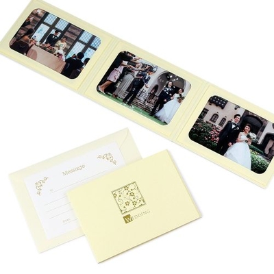 ポケット台紙 『WEDDING/桜』 2Lサイズ 3面ヨコ 写真台紙 結婚式 ウエディング 記念写真