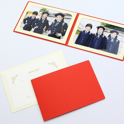 無地表紙 ポケット台紙 はがき 1面ヨコ （封筒付き・メッセージカード：ツタ）  写真台紙 ペーパーフォトフレーム