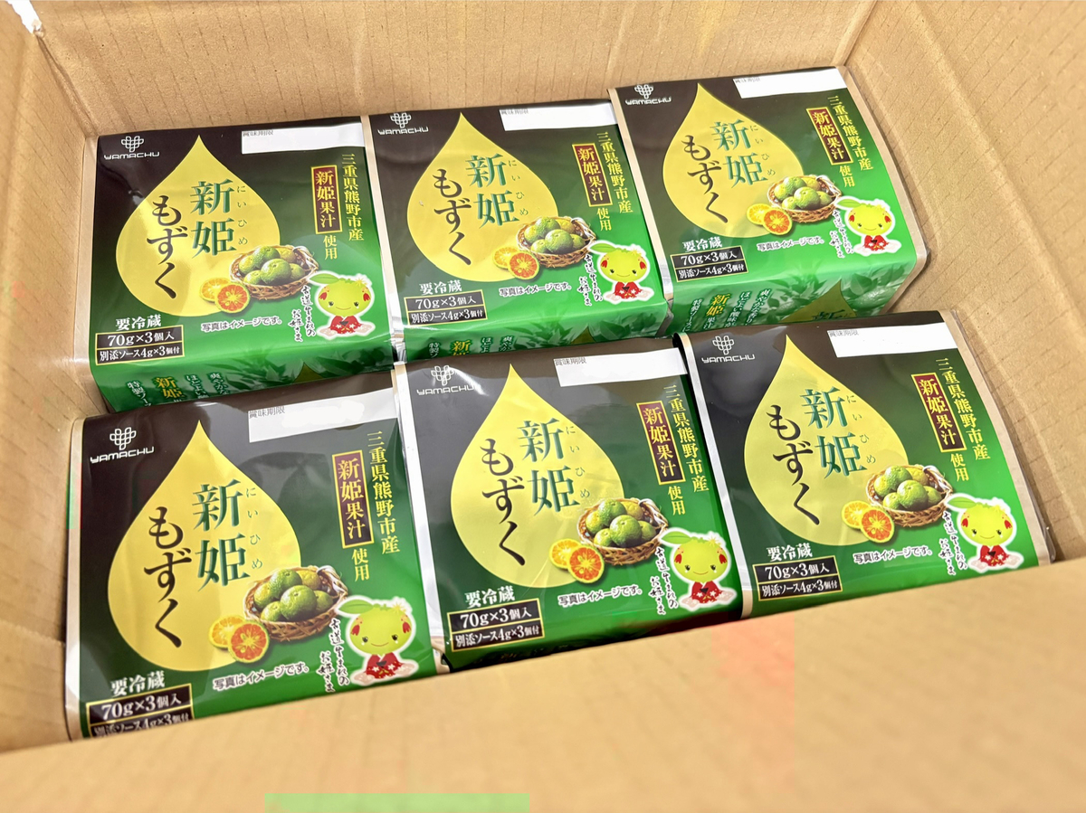 送料無料】三重県熊野市産新姫 味付もずく 70g×3段 6個セット | 山忠