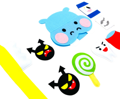 教育エプロン（むし歯予防～かばさんとハミガキ～）キャラクターのみ