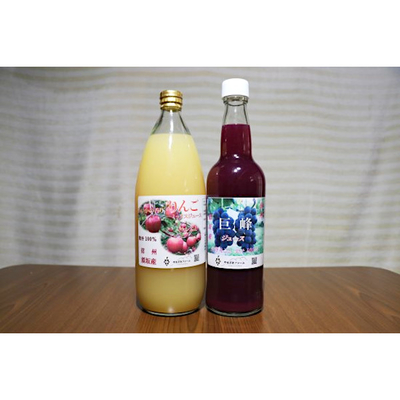 りんごジュース【サンふじ × あいかの香り】 & 巨峰ジュース 果汁100% 2本