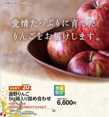 商品番号20 遠野りんご詰合せ5㎏箱入り