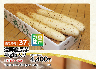 商品番号37 遠野産長芋4㎏箱入り